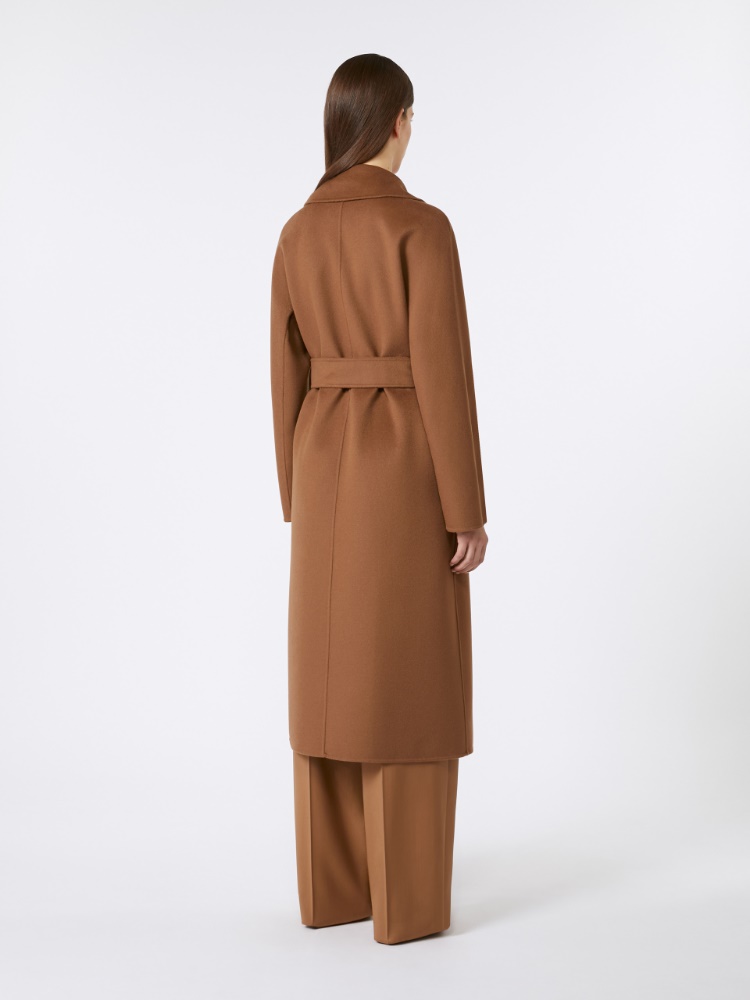 Wool, cashmere and silk long wrap coat - CAMEL - 3