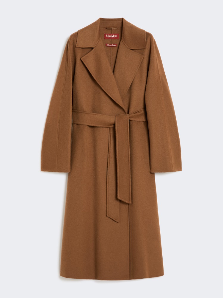 Wool, cashmere and silk long wrap coat