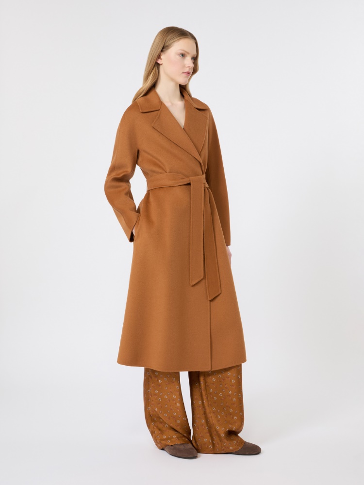 Cappotto lungo a vestaglia in lana, cachemire e seta - CARAMELLO - 2