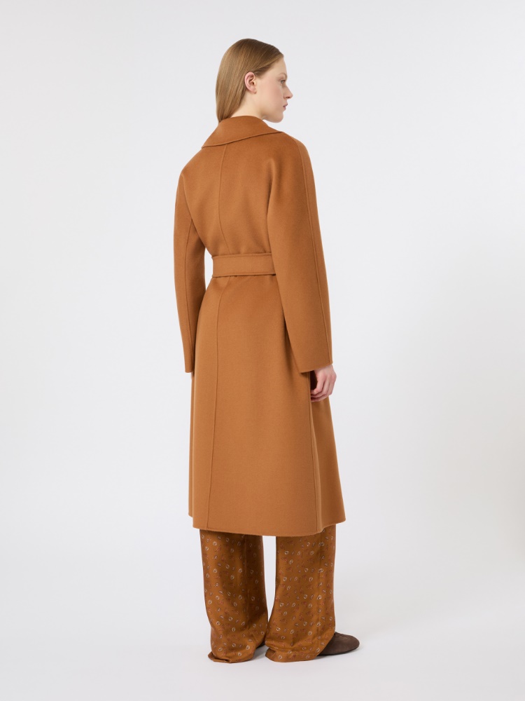 Cappotto lungo a vestaglia in lana, cachemire e seta - CARAMELLO - 3