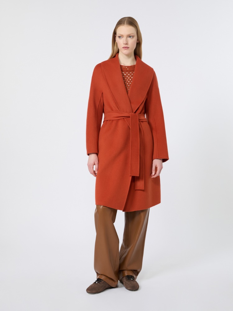 Wool, cashmere and silk robe coat - TERRA COTTA - 2
