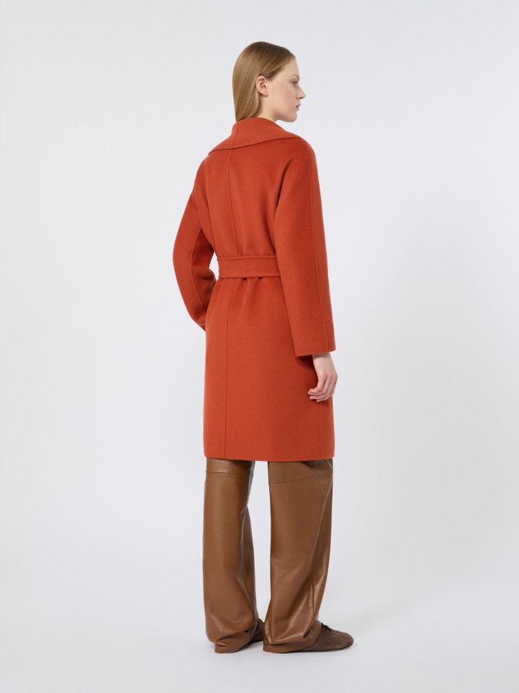 Wool, cashmere and silk robe coat - TERRA COTTA - 3
