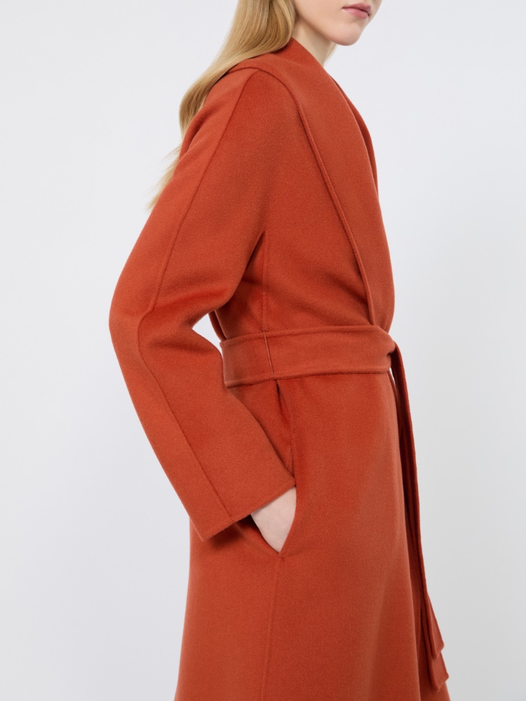 Wool, cashmere and silk robe coat - TERRA COTTA - 4