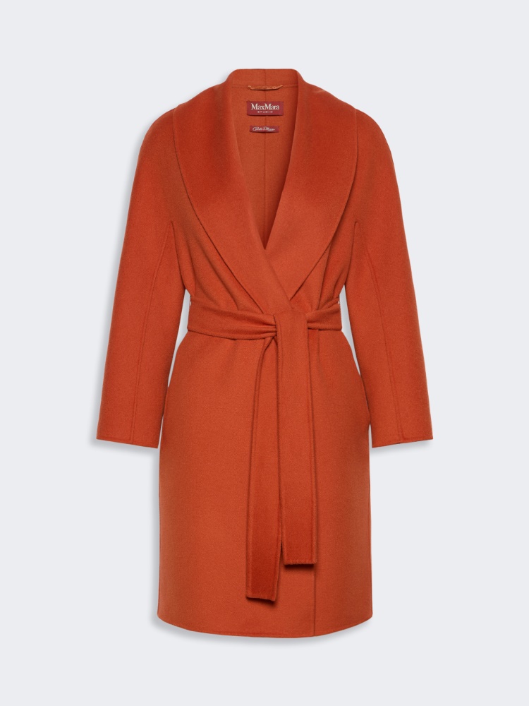Wool, cashmere and silk robe coat - TERRA COTTA - 5