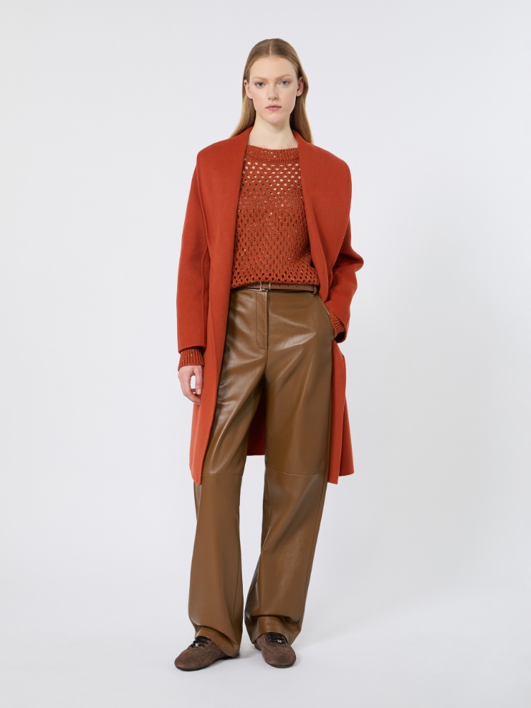 Wool, cashmere and silk robe coat - TERRA COTTA - 1