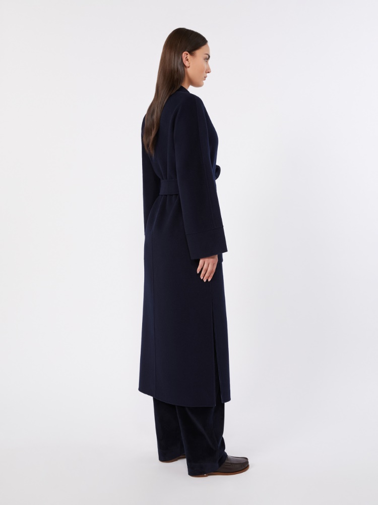 Reversible wrap coat in wool drap - NAVY - 3