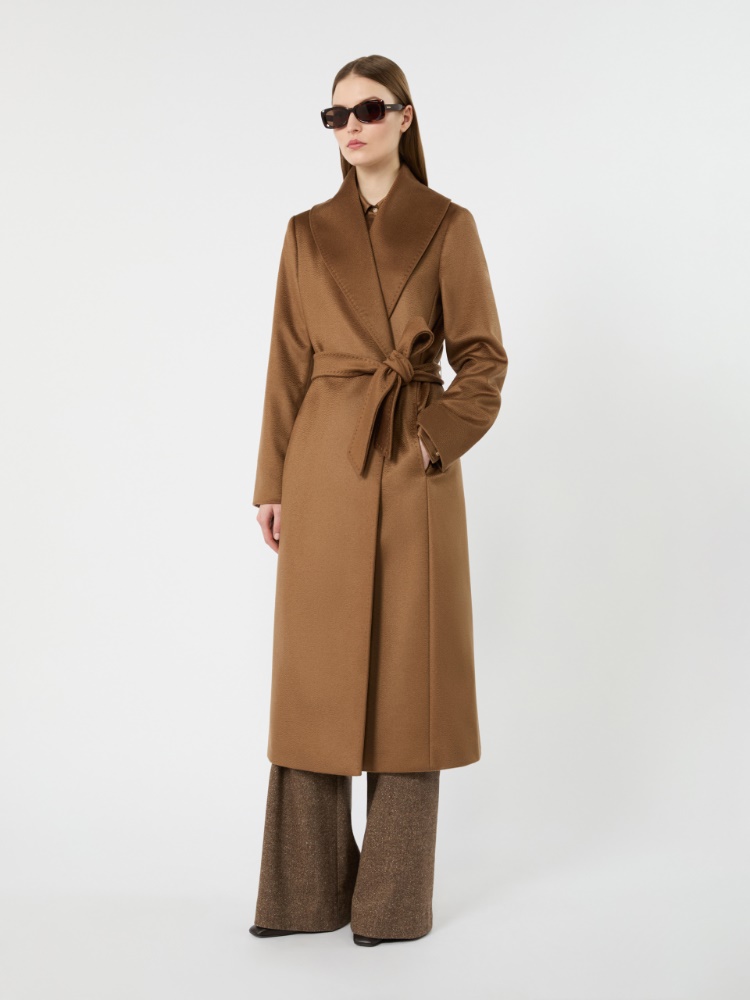 Long cashmere robe coat - TOBACCO