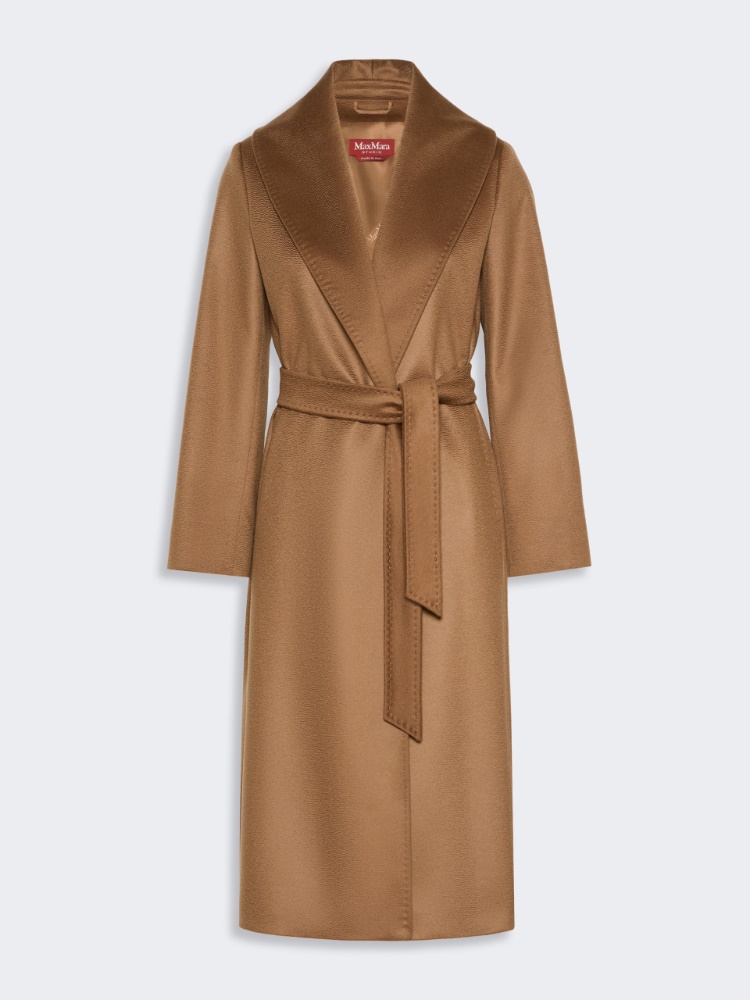 Long cashmere robe coat - TOBACCO