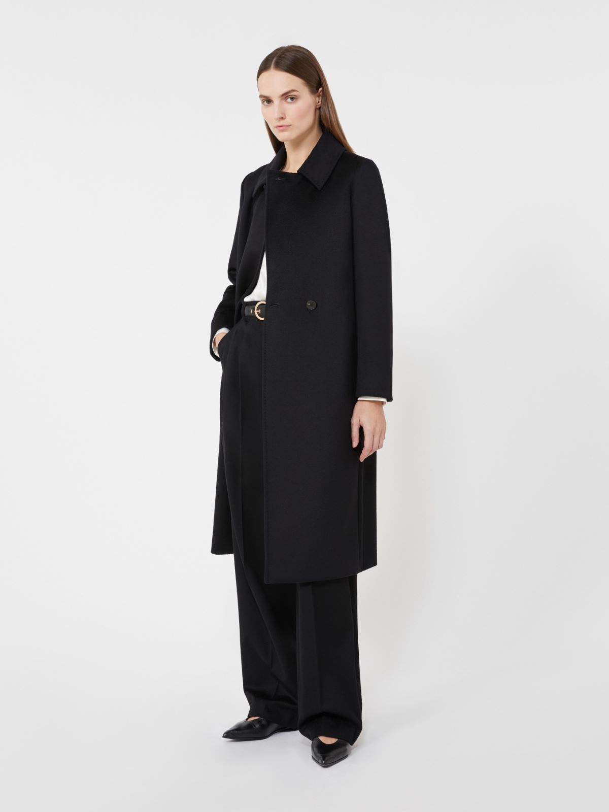 Wool robe coat - BLACK