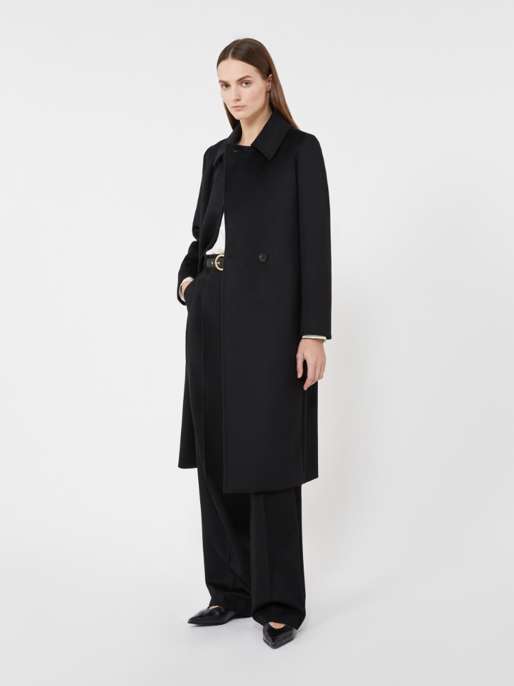 Wool robe coat - BLACK - 1
