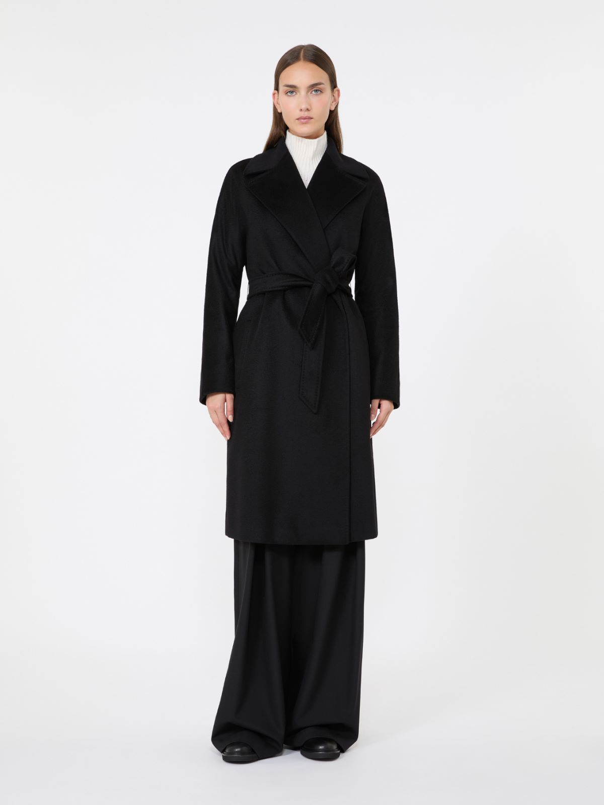 Abrigo midi de cachemira con cinturón - NEGRO - Max Mara - 2