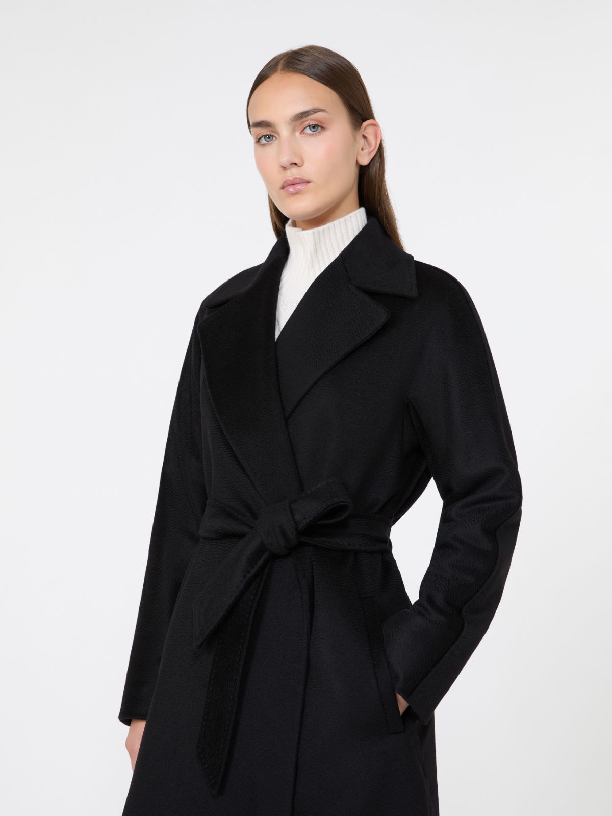 Abrigo midi de cachemira con cinturón - NEGRO - Max Mara - 4