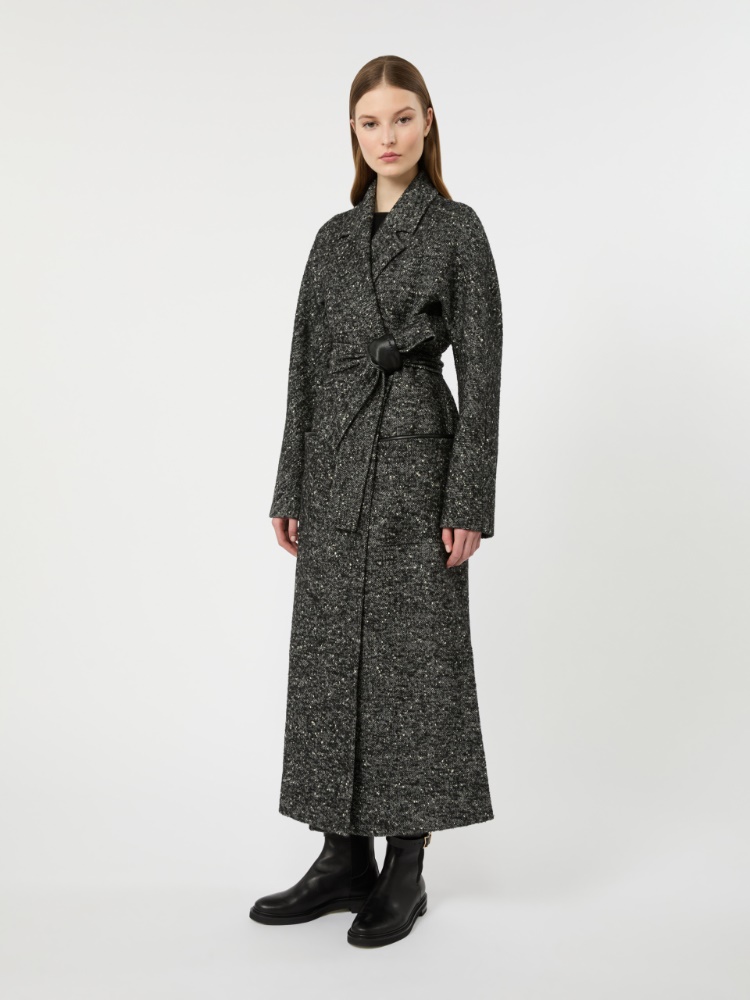Wool tweed robe coat - WHITE BLACK - Max Mara - 2