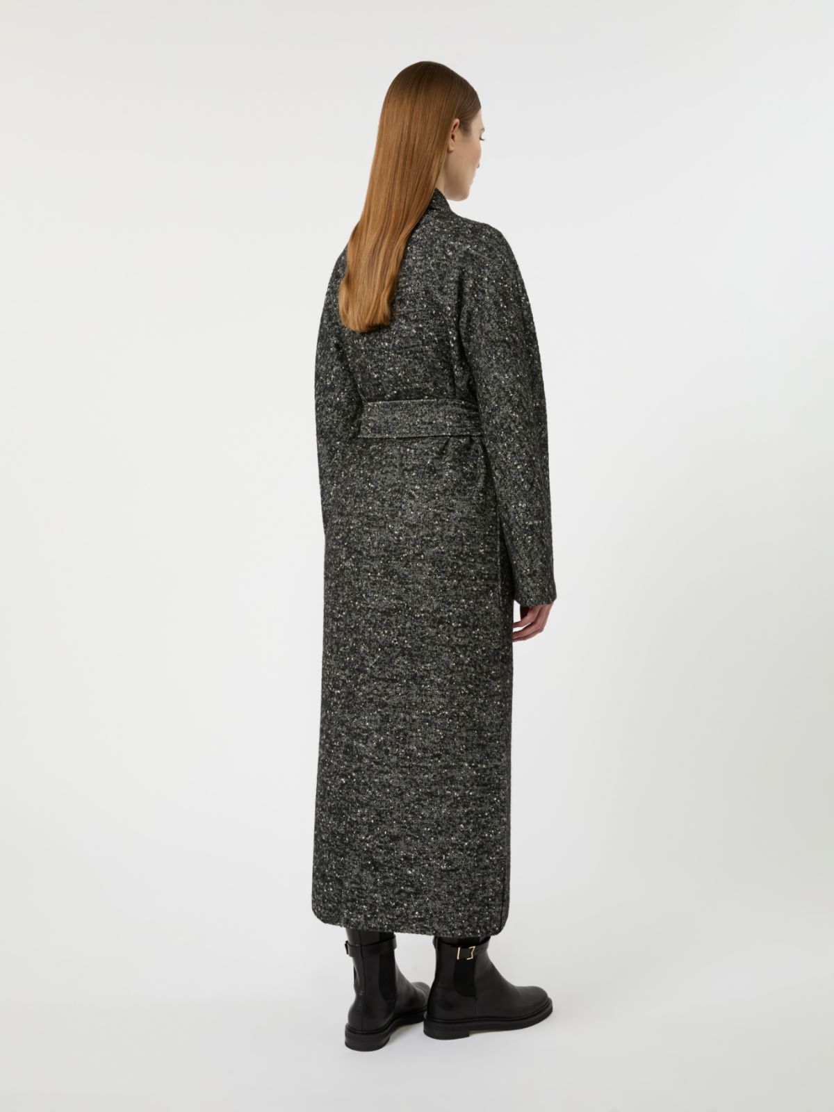 Wool tweed robe coat - WHITE BLACK - Max Mara - 3