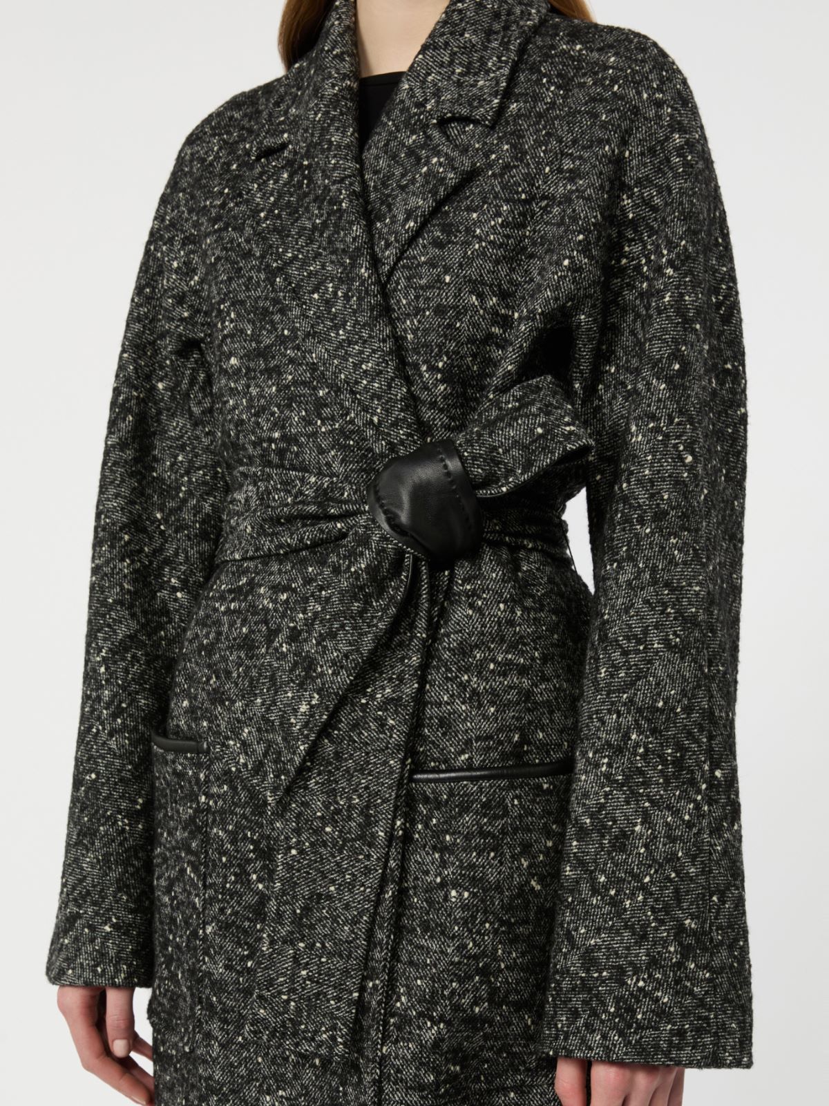 Wool tweed robe coat - WHITE BLACK - Max Mara - 4
