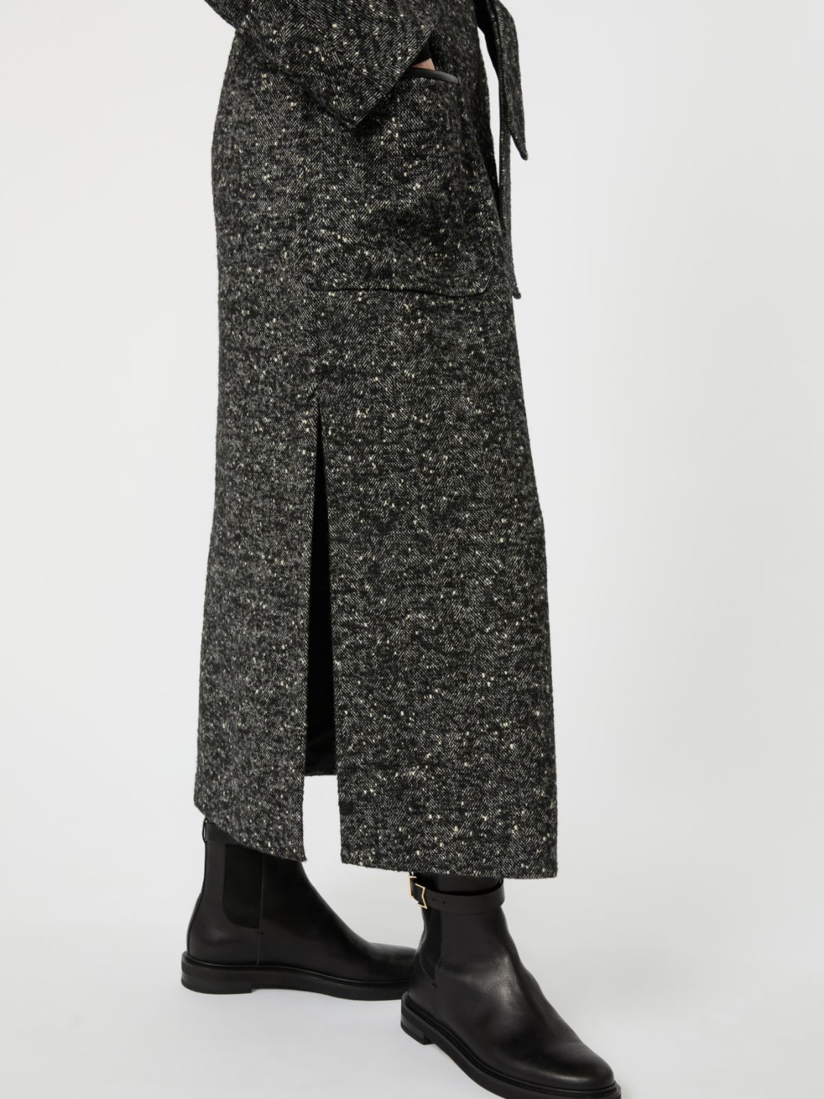 Wool tweed robe coat - WHITE BLACK - Max Mara - 5