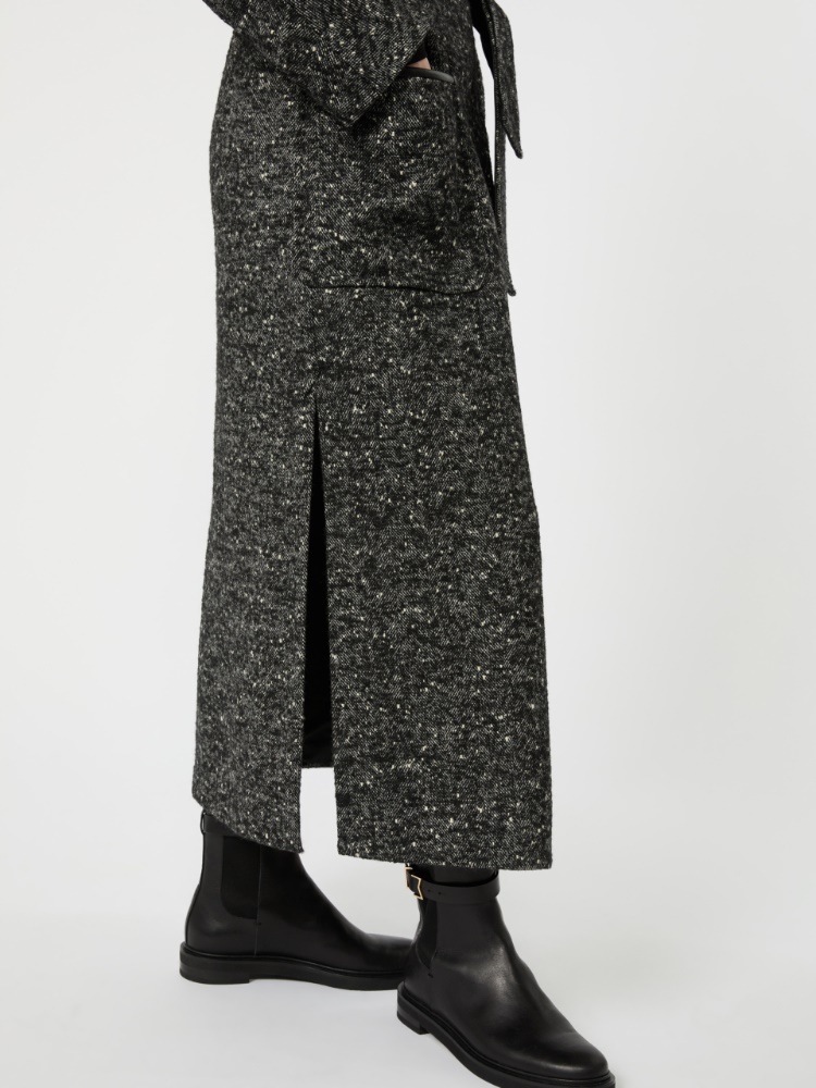 Wool tweed robe coat - WHITE BLACK - Max Mara - 5