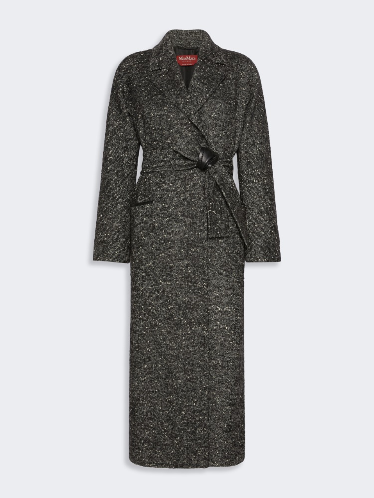Wool tweed robe coat - WHITE BLACK