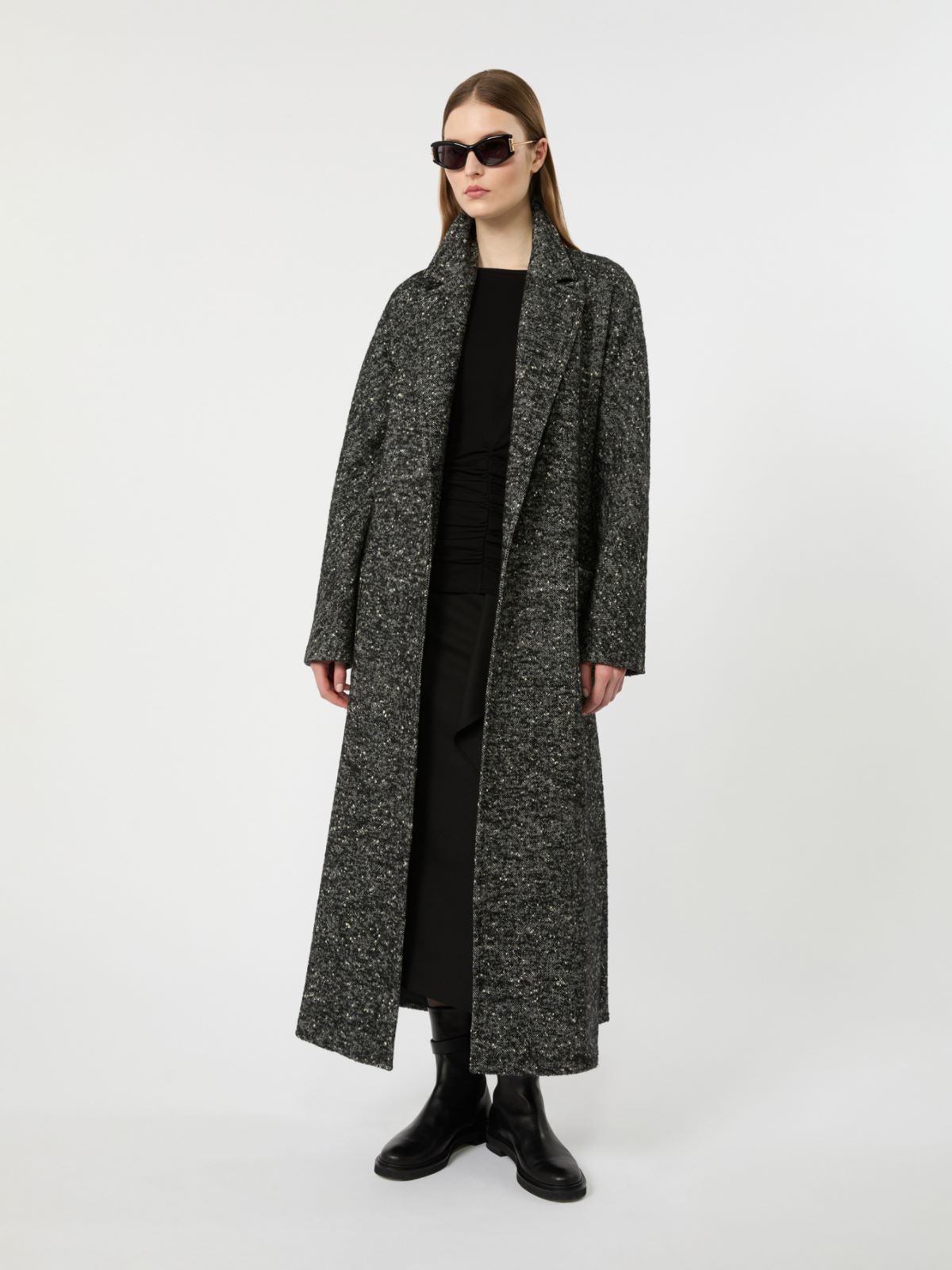 Wool tweed robe coat - WHITE BLACK - Max Mara