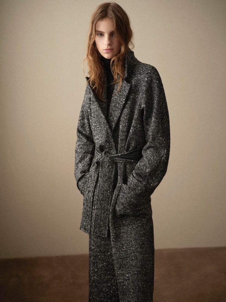 Wool tweed robe coat + WHITE BLACK - Max Mara