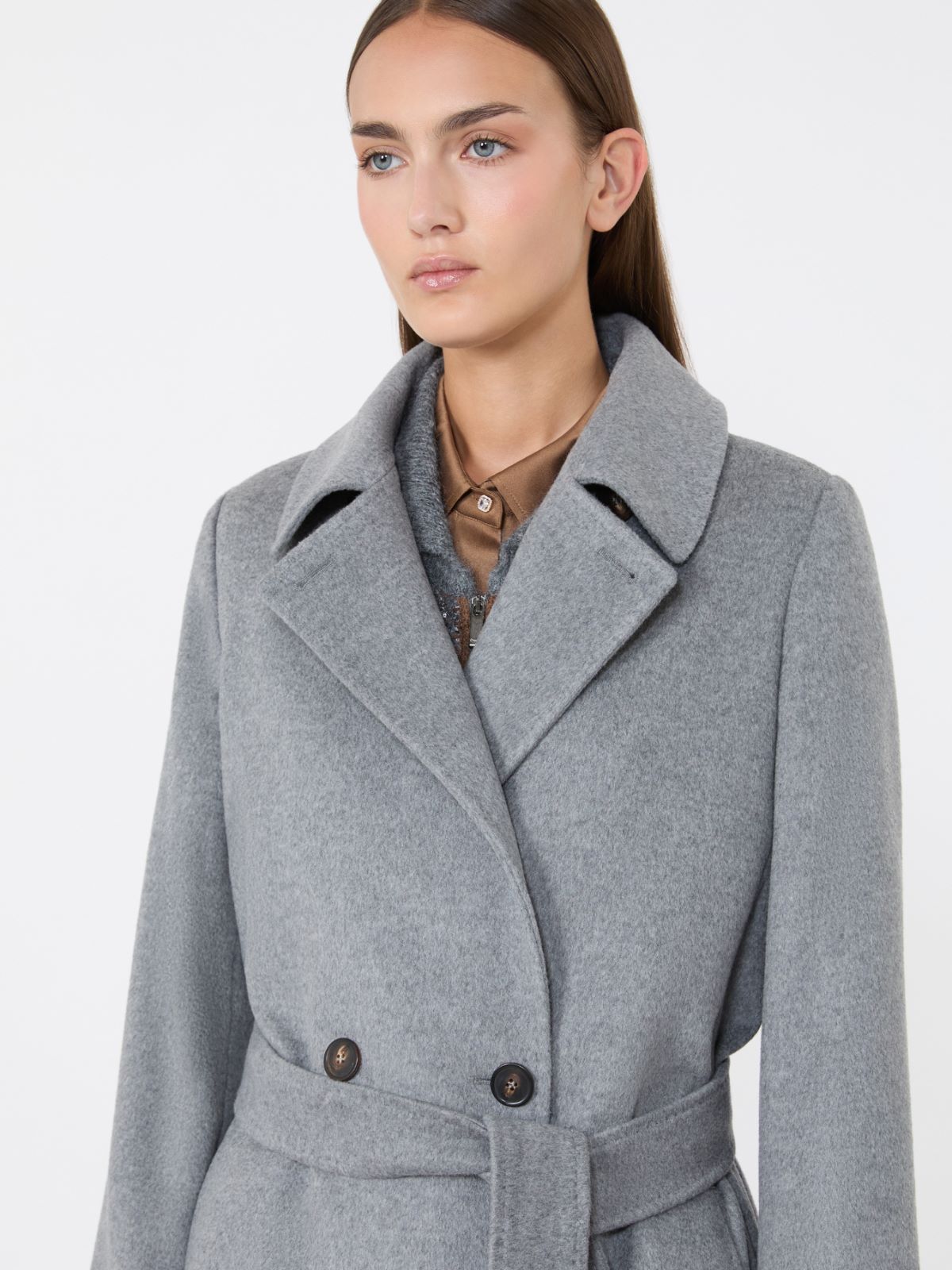 Abrigo de lana con cierre cruzado de doble botón - GRIS MEDIO - Max Mara - 4
