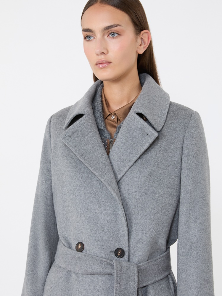 Abrigo de lana con cierre cruzado de doble botón - GRIS MEDIO - Max Mara - 4