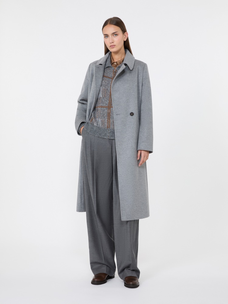 Abrigo de lana con cierre cruzado de doble botón - GRIS MEDIO - Max Mara