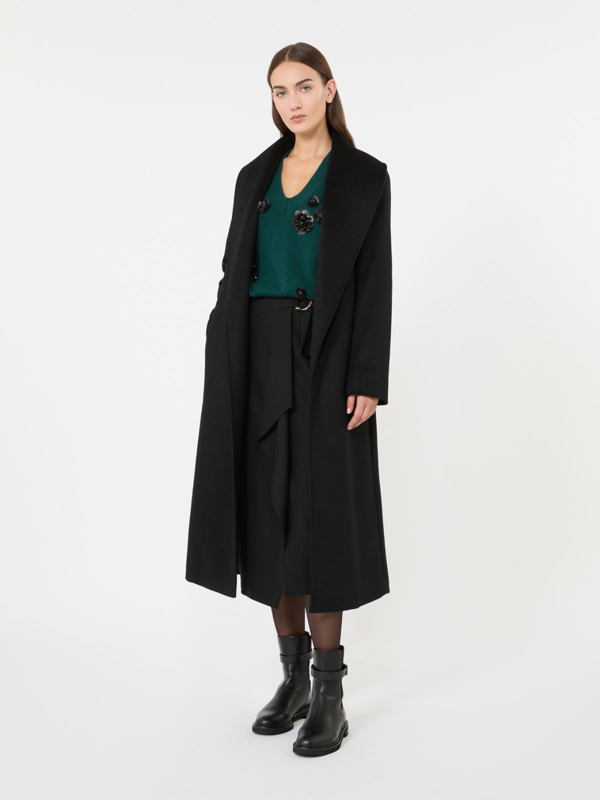 Wool wrap coat - BLACK - Max Mara
