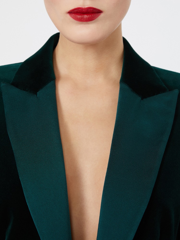 Velvet Tuxedo jacket - EMERALD - Max Mara - 4
