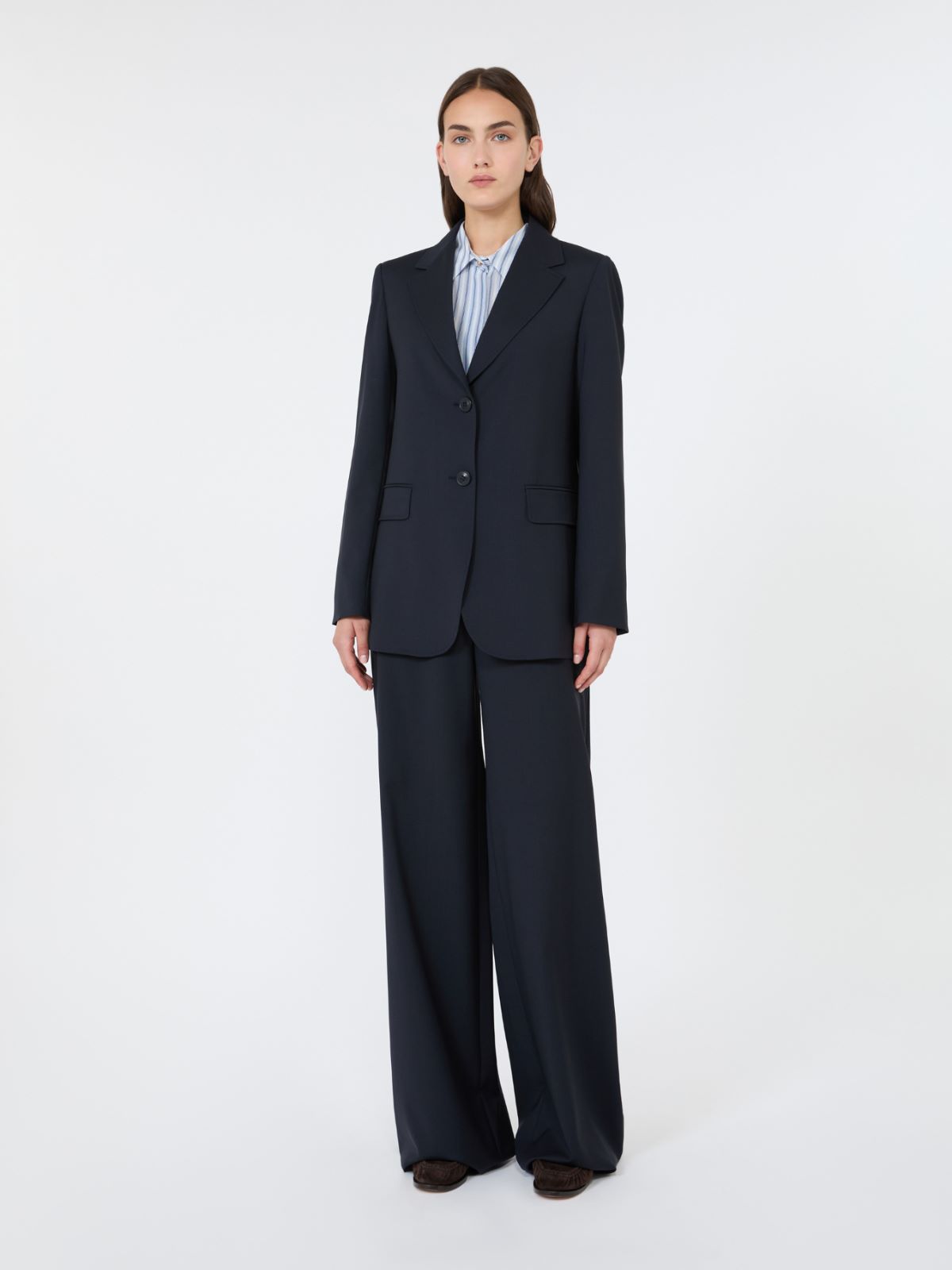 Single-breasted woollen cloth jacket - NAVY