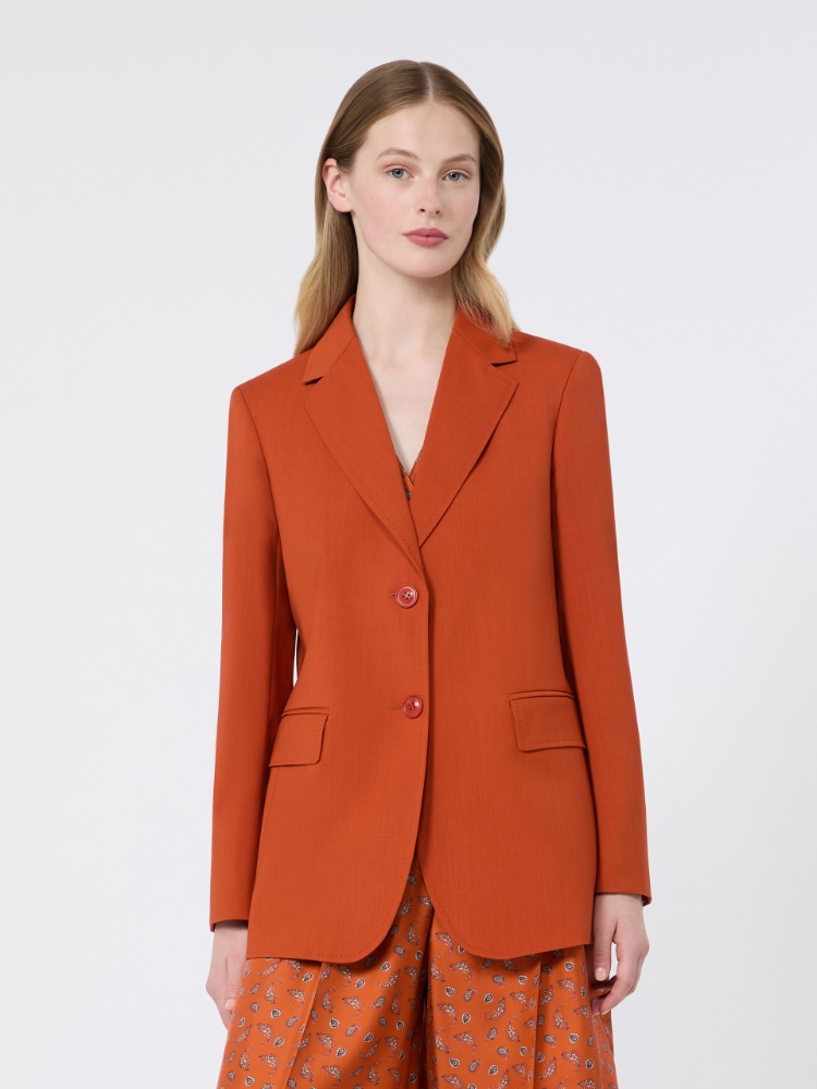 Chaqueta con botonadura sencilla de tela de lana - TERRACOTA - 2