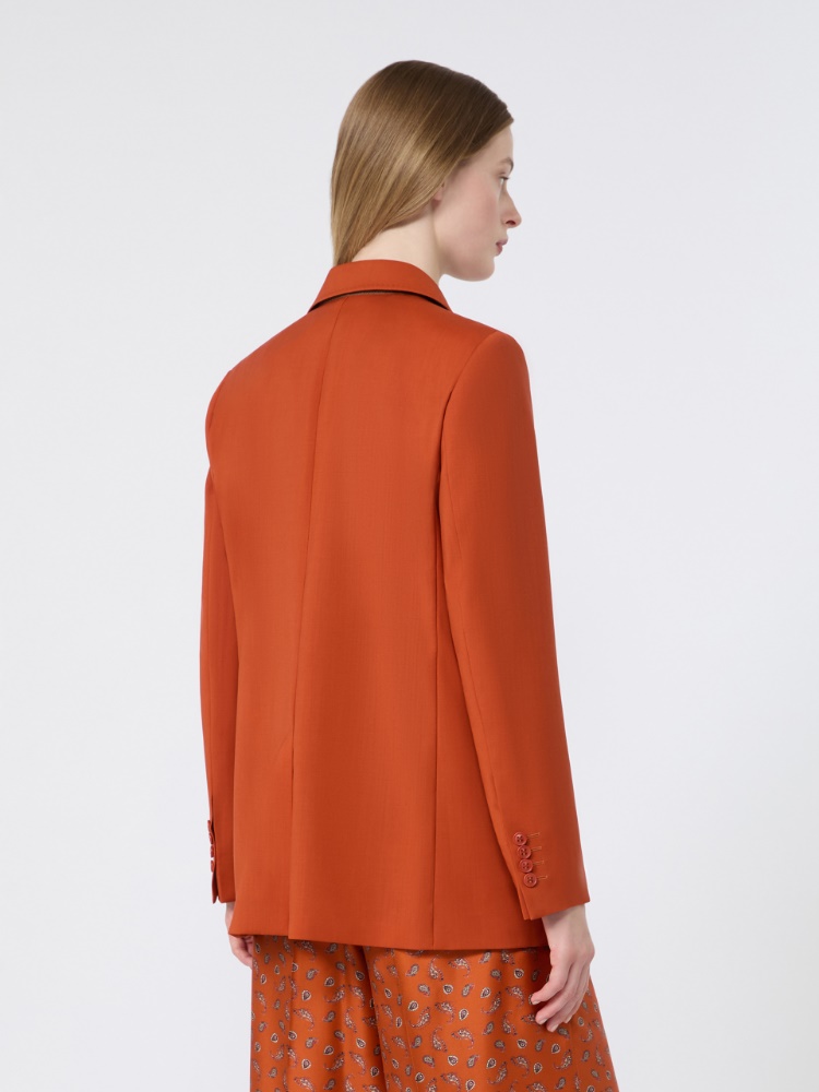 Chaqueta con botonadura sencilla de tela de lana - TERRACOTA - 3