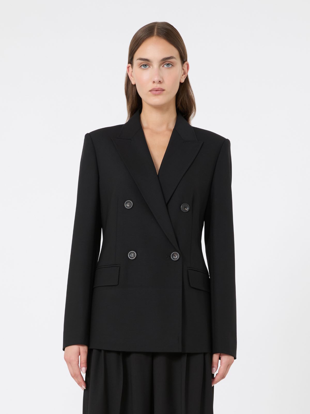 Double-breasted wool twill blazer - BLACK - Max Mara - 2