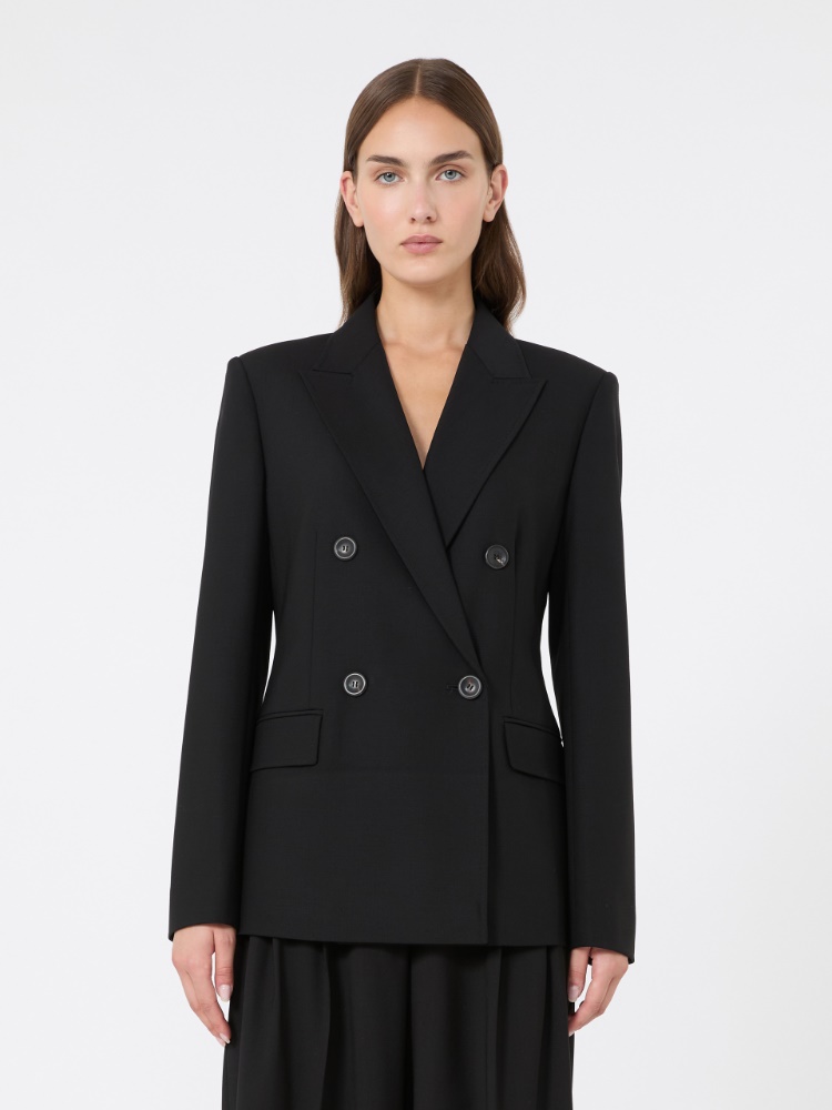 Double-breasted wool twill blazer - BLACK - Max Mara - 2