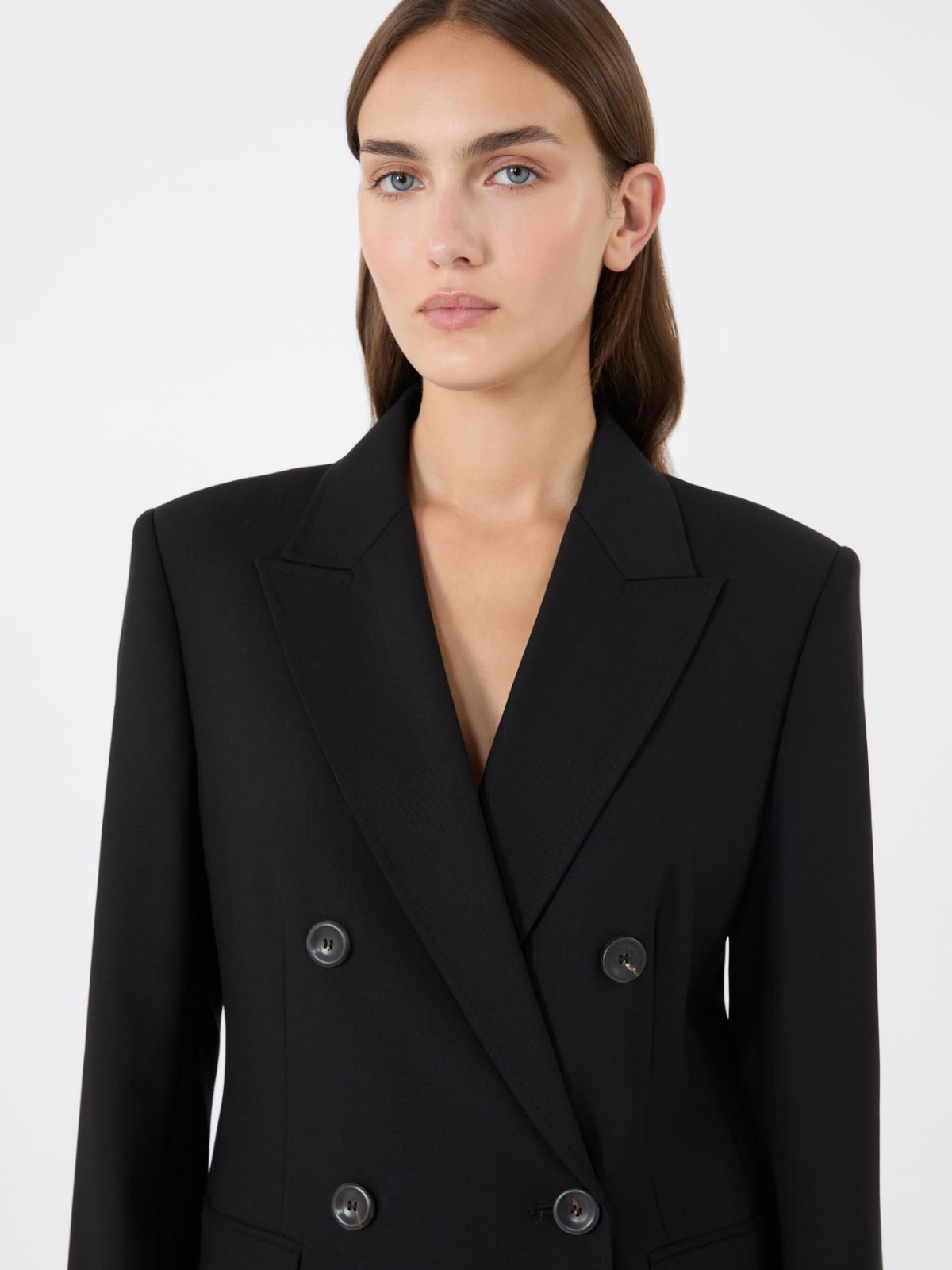 Double-breasted wool twill blazer - BLACK - Max Mara - 4