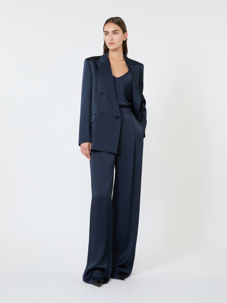 Double-breasted envers satin blazer - MIDNIGHTBLUE