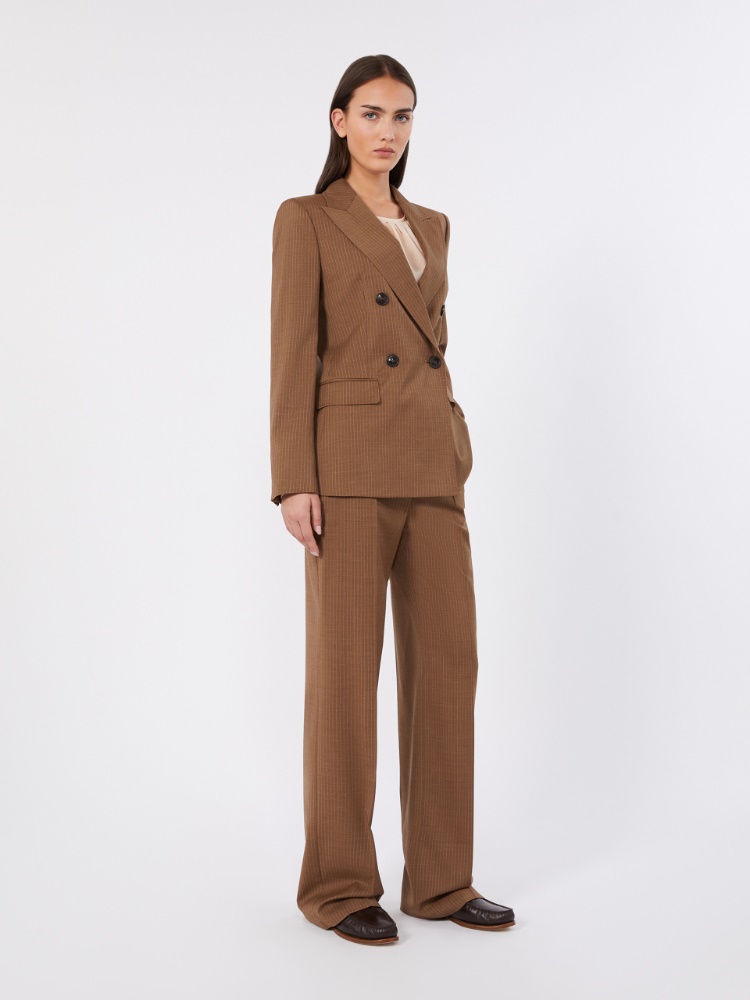 Plain-weave wool double-breasted jacket + CAMEL - Max Mara