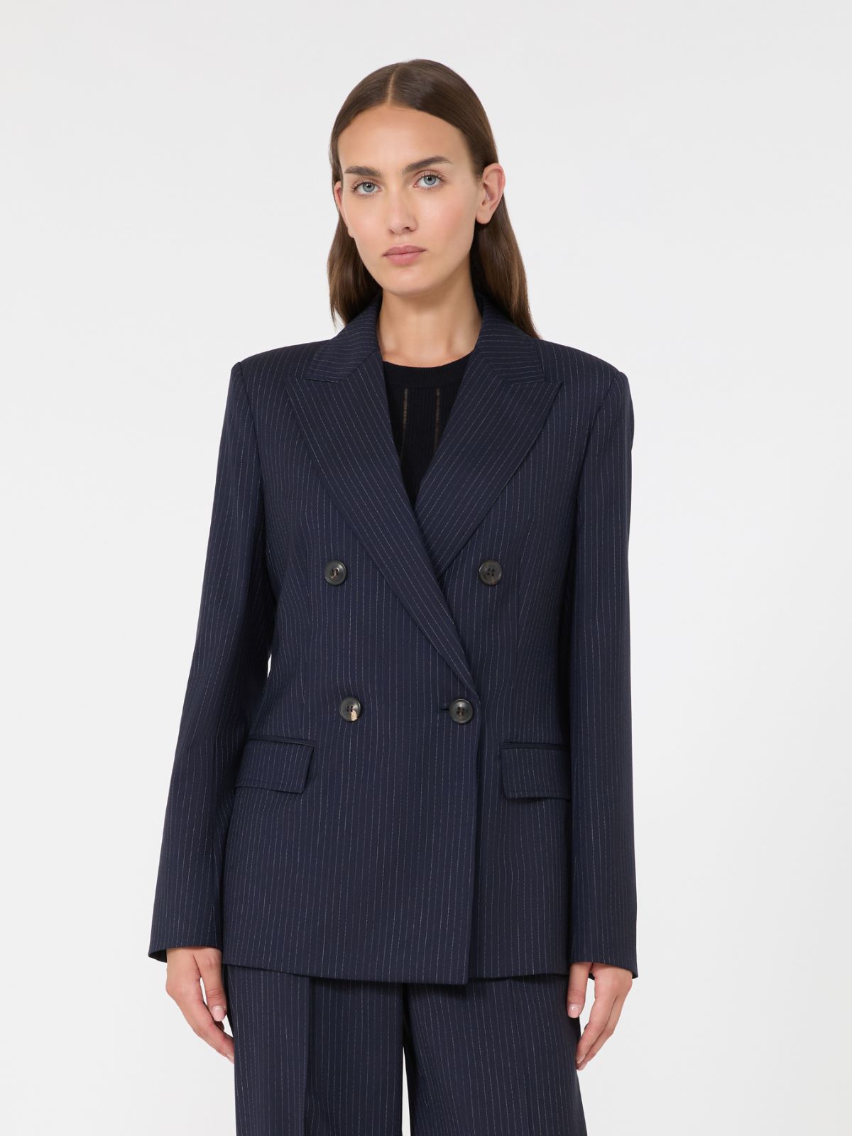 Plain-weave wool double-breasted jacket - NAVY - Max Mara - 2