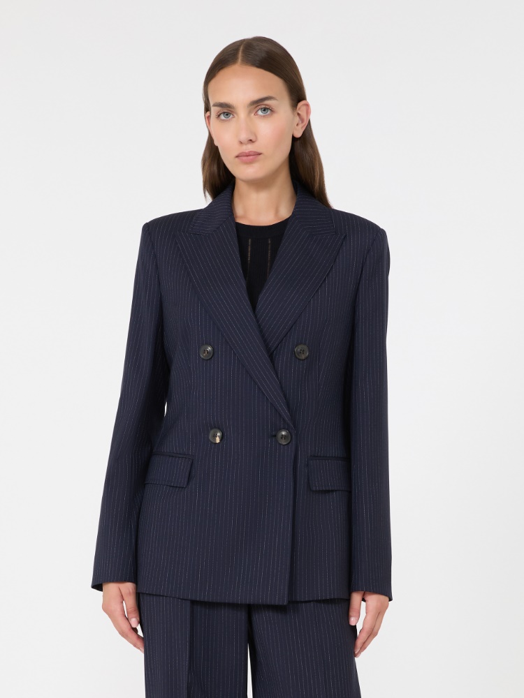 Plain-weave wool double-breasted jacket - NAVY - Max Mara - 2