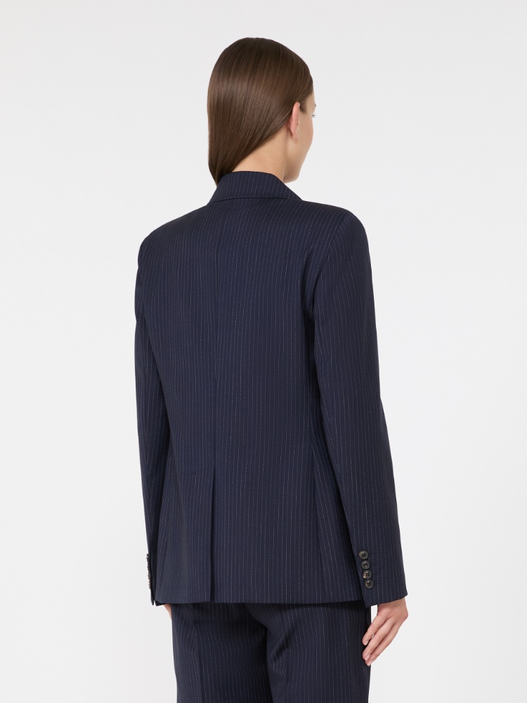 Plain-weave wool double-breasted jacket - NAVY - Max Mara - 3