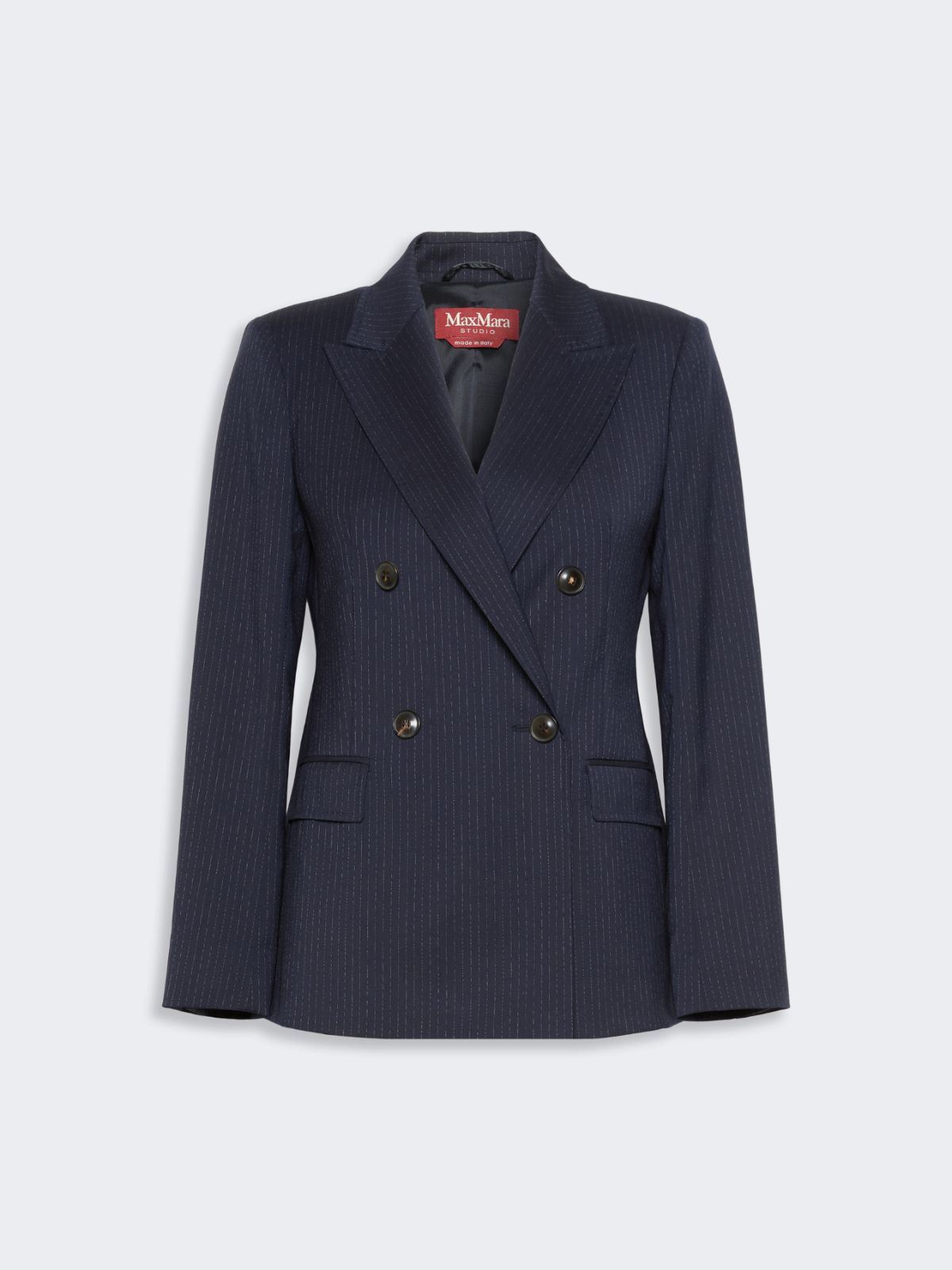 Plain-weave wool double-breasted jacket - NAVY - Max Mara - 4