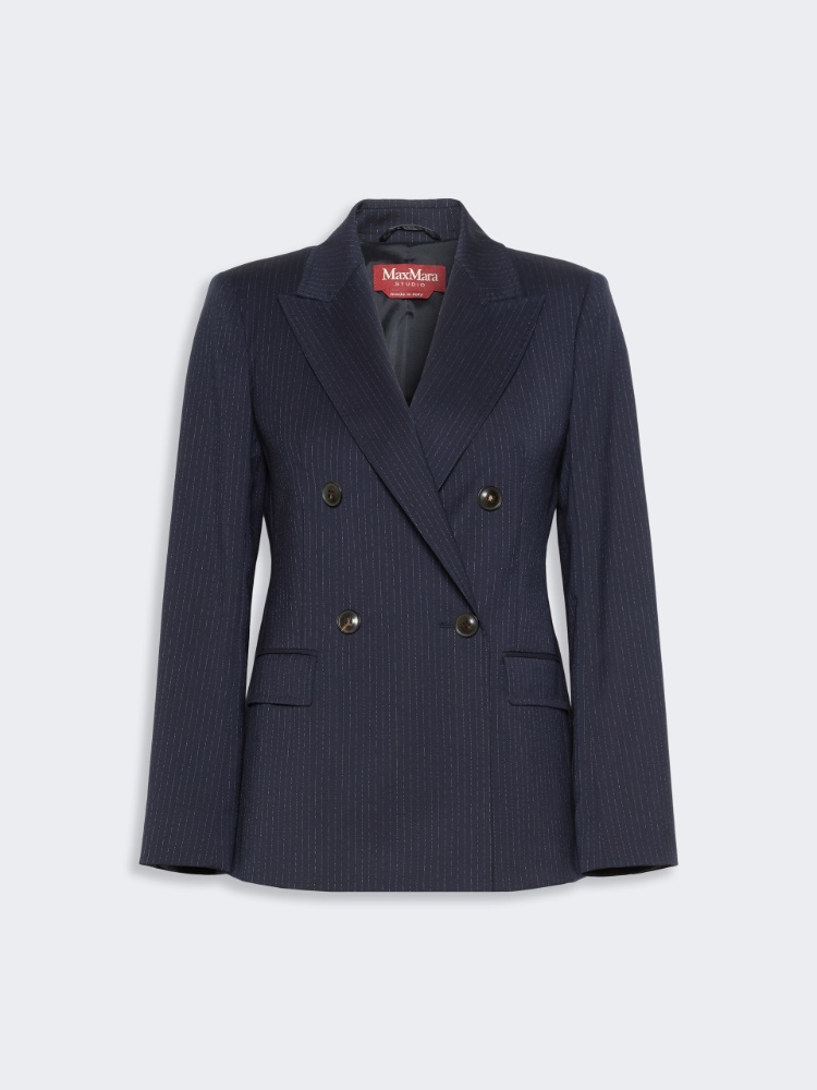 Plain-weave wool double-breasted jacket - NAVY - Max Mara - 4