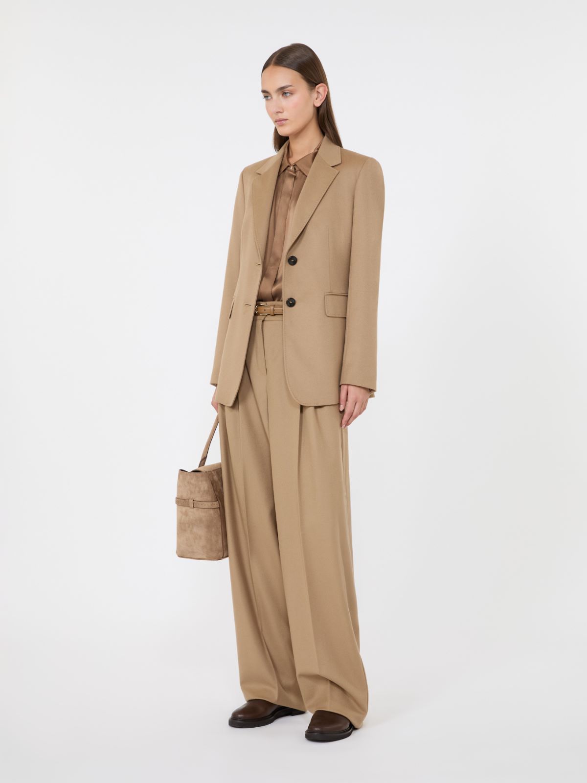 Single-breasted wool broadcloth blazer + CAMEL - Max Mara