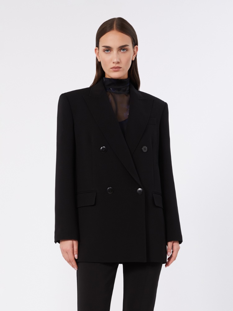 Double-breasted cady jacket - BLACK - 2