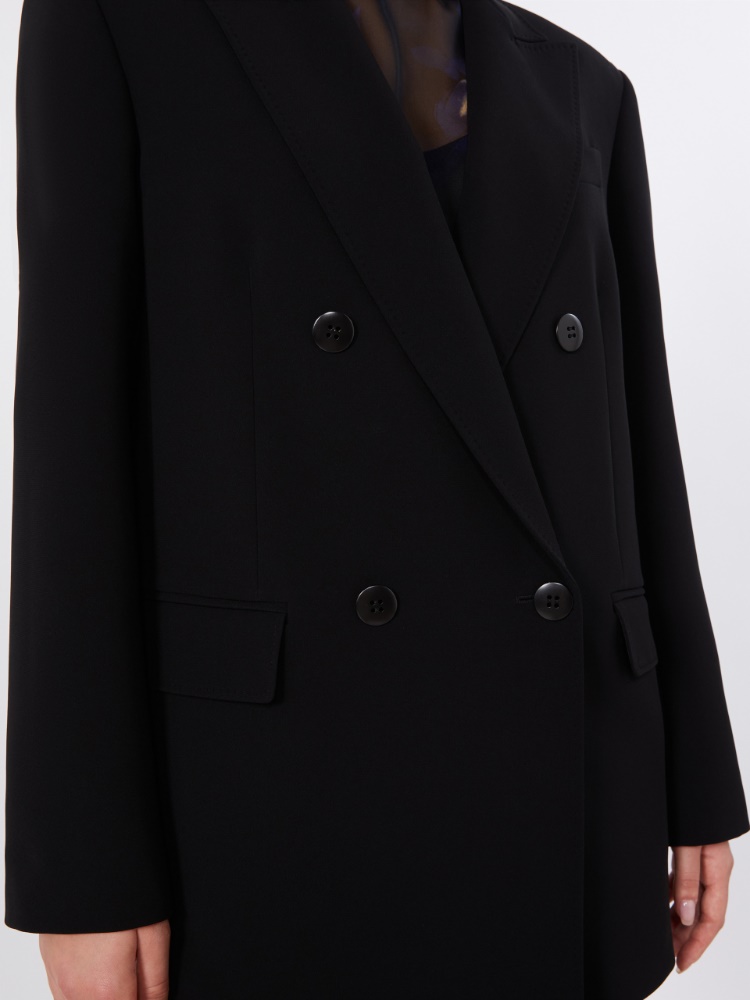 Double-breasted cady jacket - BLACK - 4