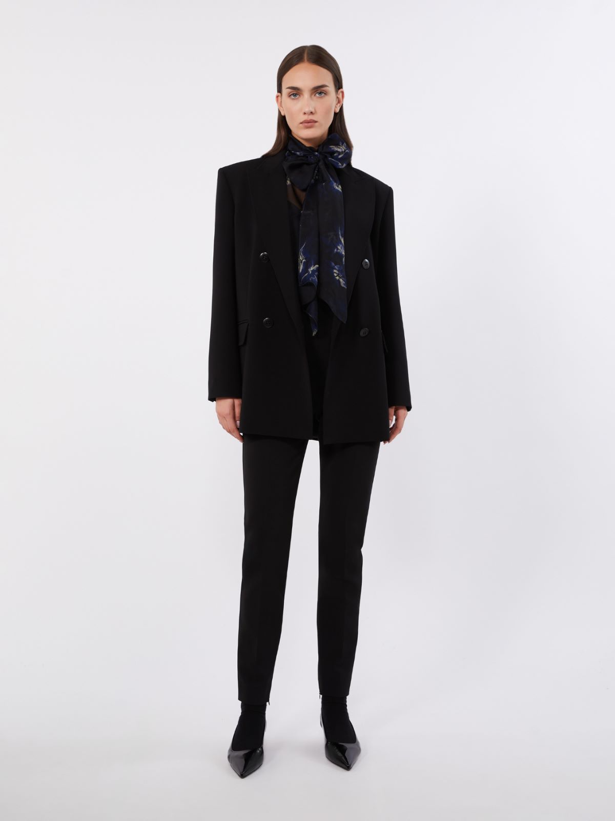 Double-breasted cady jacket - BLACK