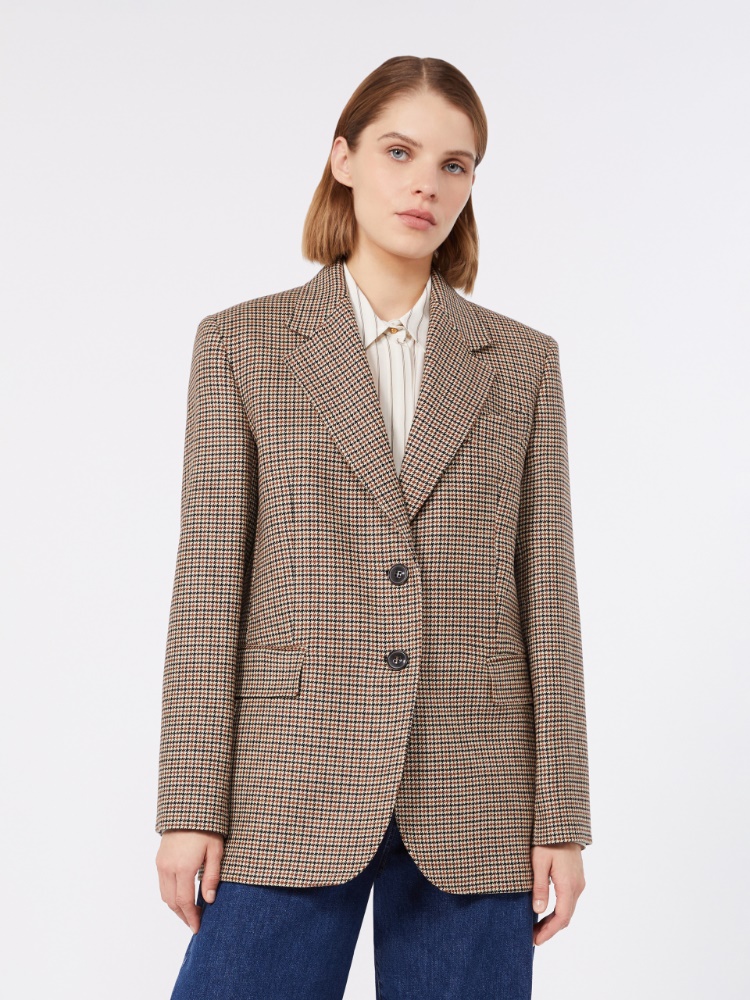 Single-breasted blazer in yarn-dyed wool - BLACK - 2