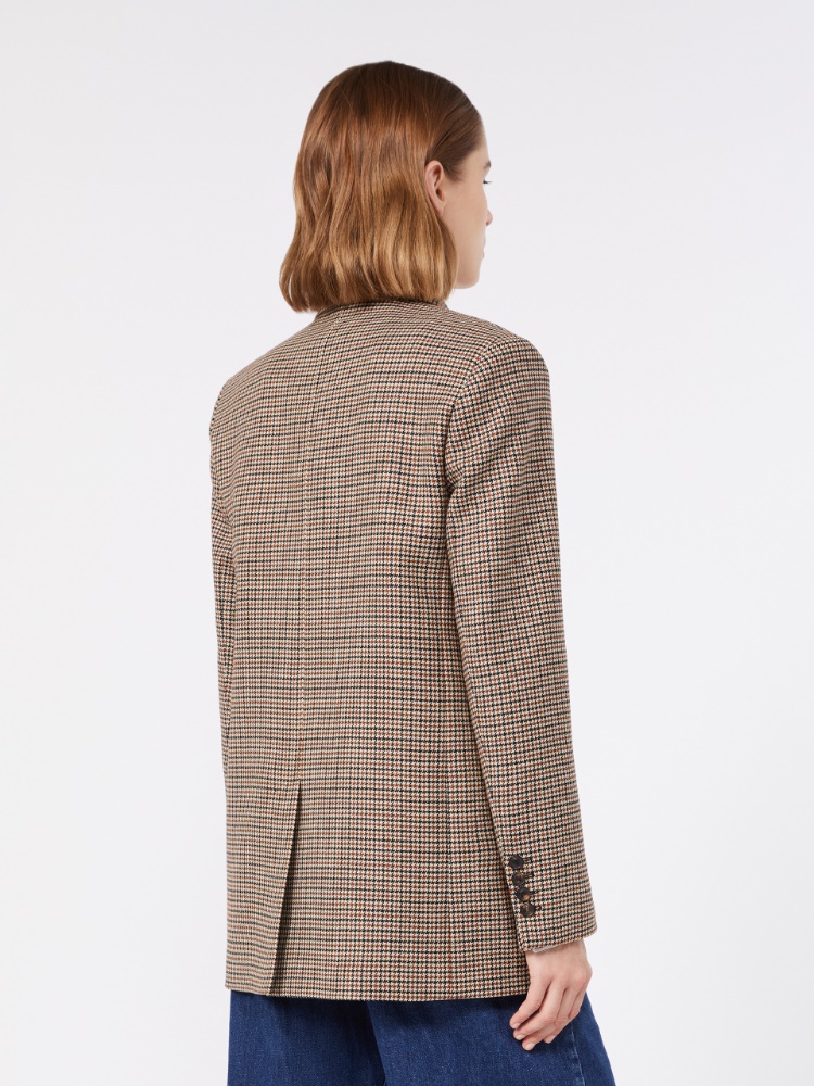 Single-breasted blazer in yarn-dyed wool - BLACK - 3