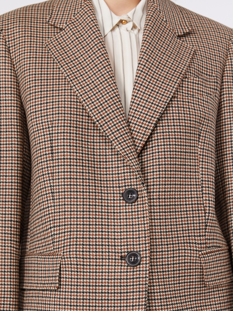 Single-breasted blazer in yarn-dyed wool - BLACK - 4