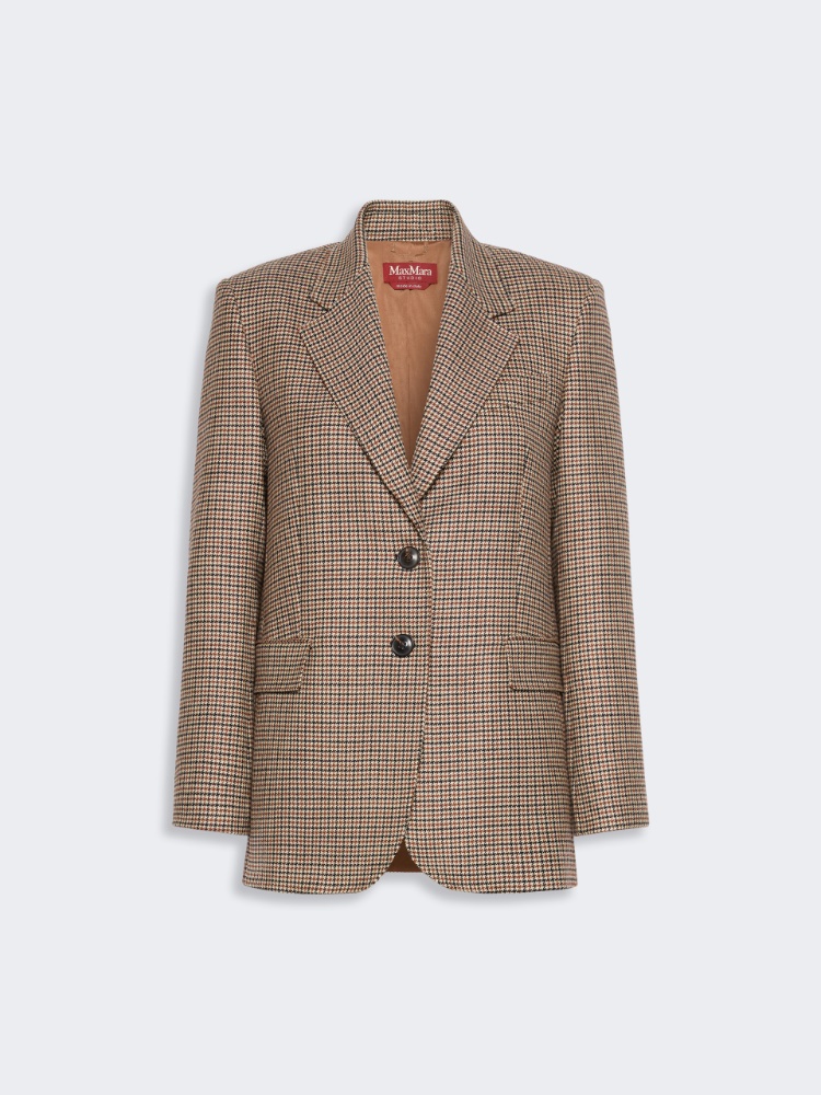 Single-breasted blazer in yarn-dyed wool - BLACK